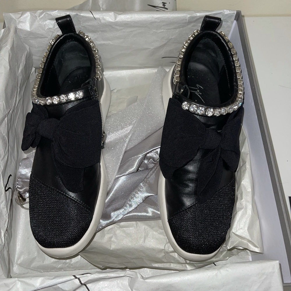 giuseppe zanotti bling bow sneakers
